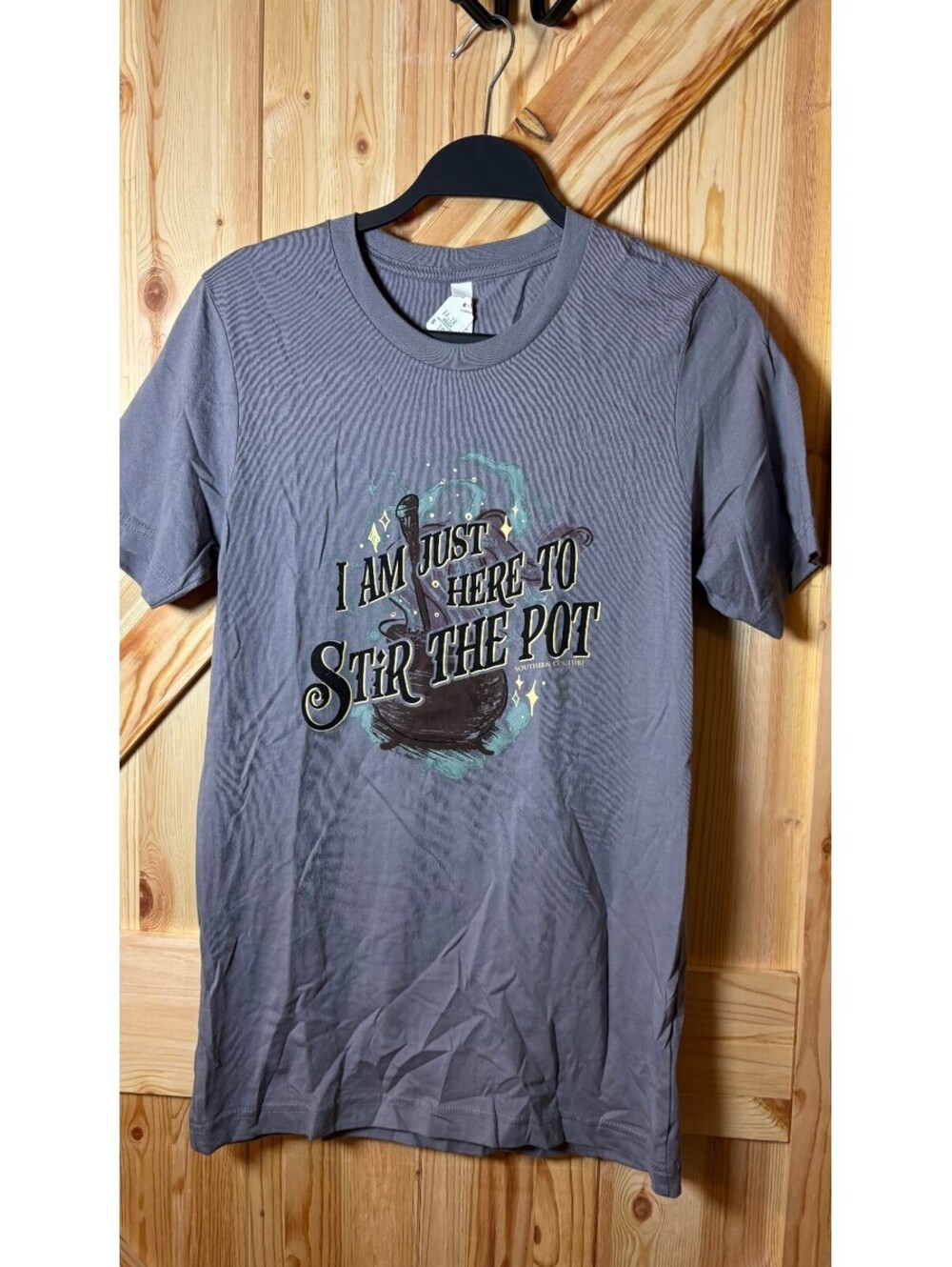 Bella+Canvas Gray Graphic T-Shirt "I Am Just Here to Stir the Pot" Small NWT